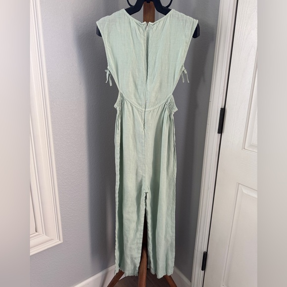 Zara Girls Green Linen Jumpsuit with Side Cutouts 13/14 - Picture 2 of 8